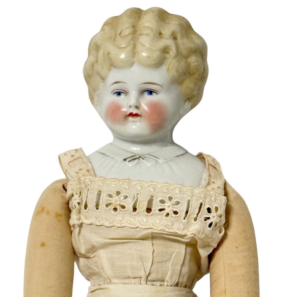 Blonde Hertwig Germany China Head Doll 17" Turned Head Original Body "Ethel"